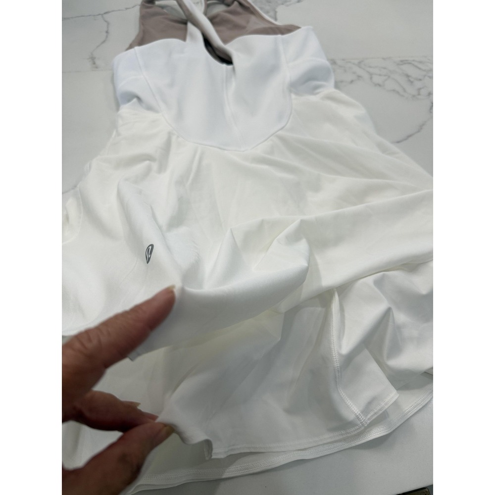 Lululemon Athletica Dress Womens 8 White High Neck Crossback Tennis Fit Flare - Picture 12 of 12